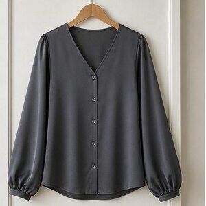 Charcoal Pleated Blouse
